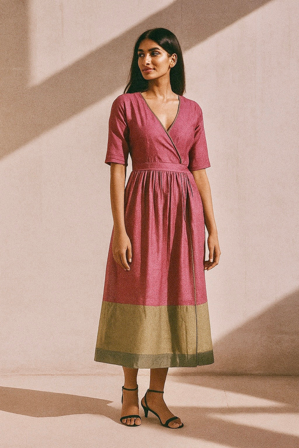 Tantu Elegant Pink Wrap Dress