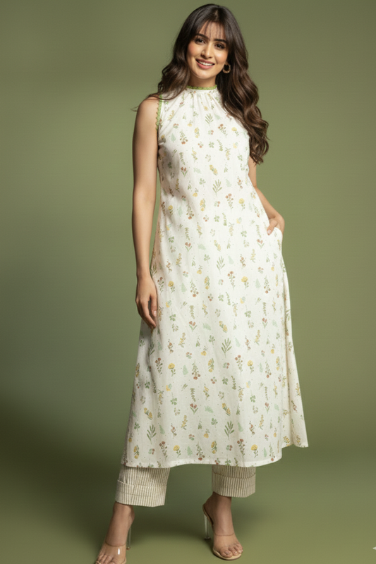 Whimsical Dreams Floral Printed A-line Kurta Set