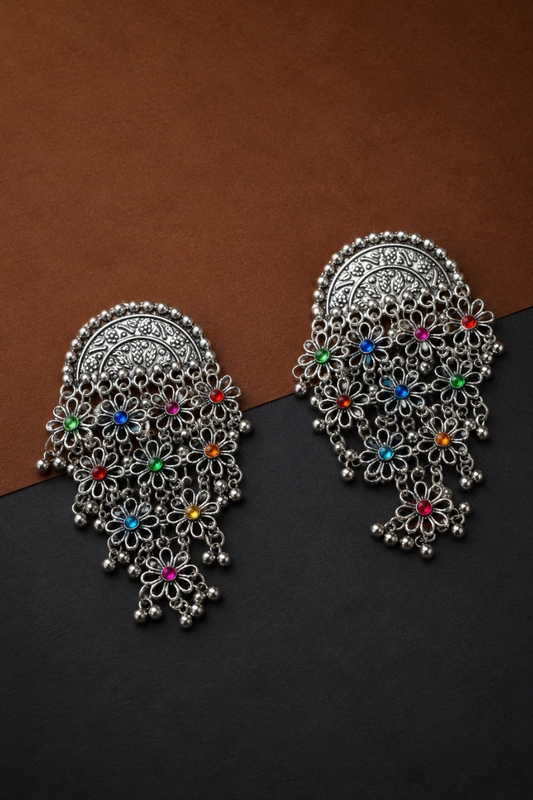 Earth & Silver Statement Earrings - II