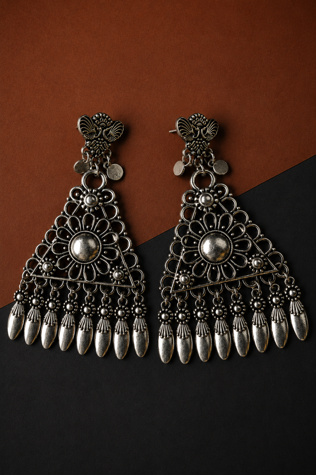 Earth & Silver Geometric Earrings - IV