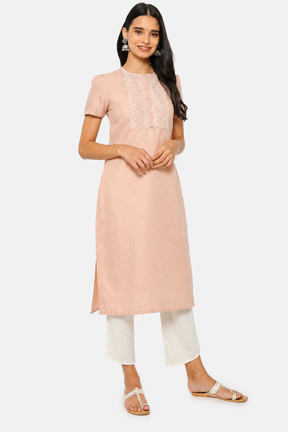 Rang Beige Embroidered Kurta