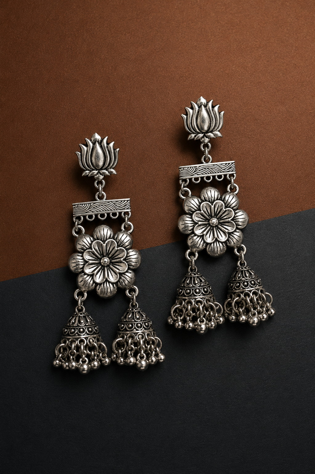 Earth & Silver Statement Earrings - VI
