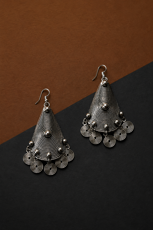 Earth & Silver Geometric Earrings - V