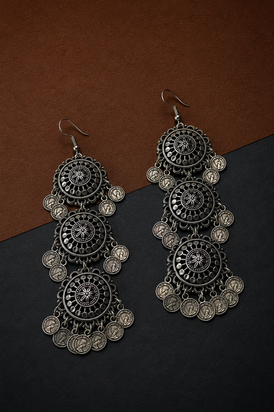 Earth & Silver Statement Earrings - VII