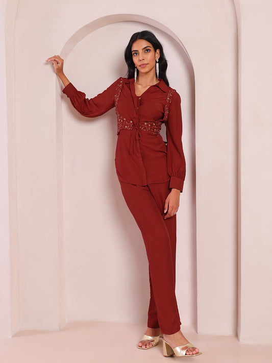 Dance of Duality Zari Embroidered Co-Ord Set With Short Coat