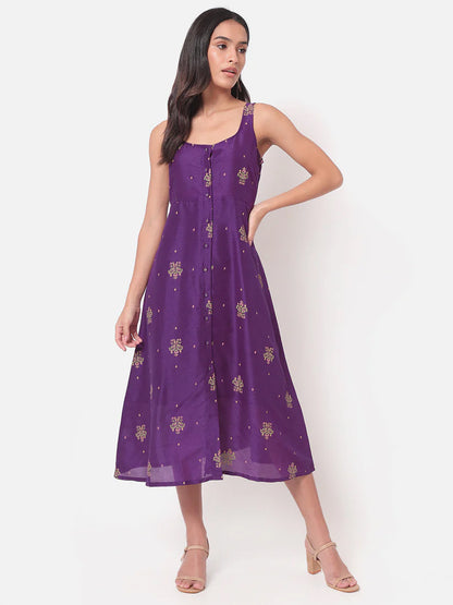 Saaki Women Dhuri Flared Purple Dress