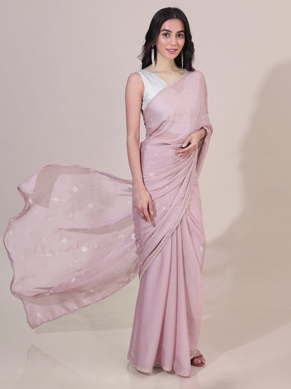 Ethereal Dreams Embroidered Pink Saree