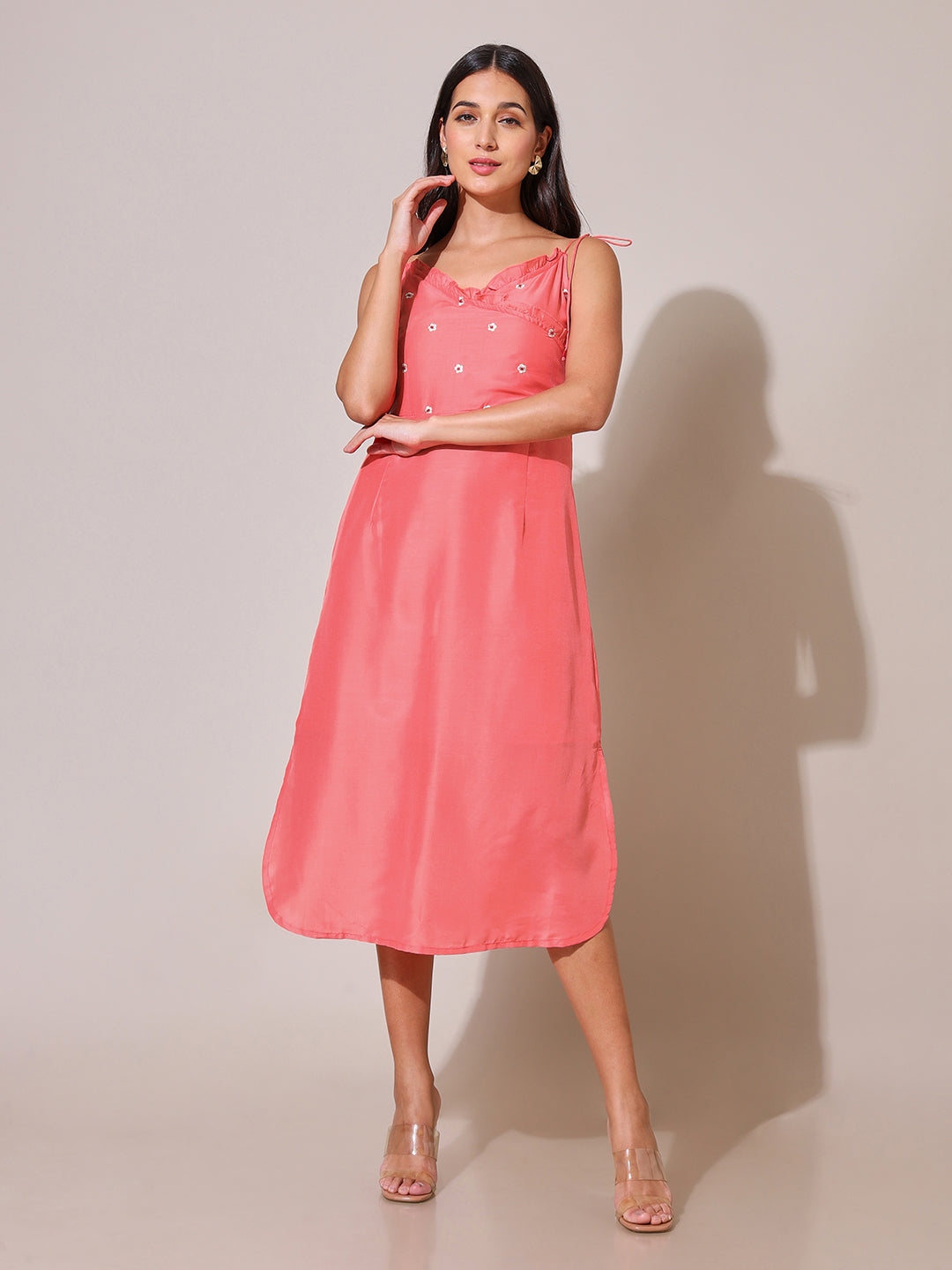 Eavan Women Peach Solid Dress | eavan