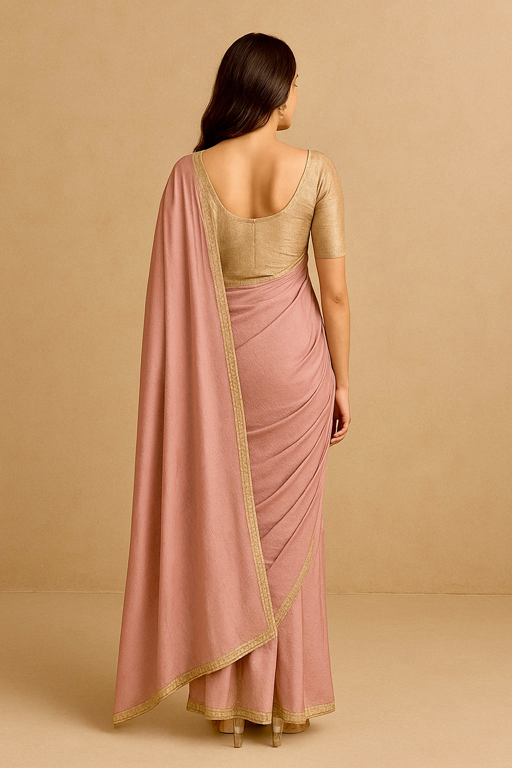 Aura Rose Dust Solid Festive Saree