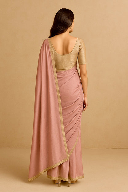 Aura Rose Dust Solid Festive Saree