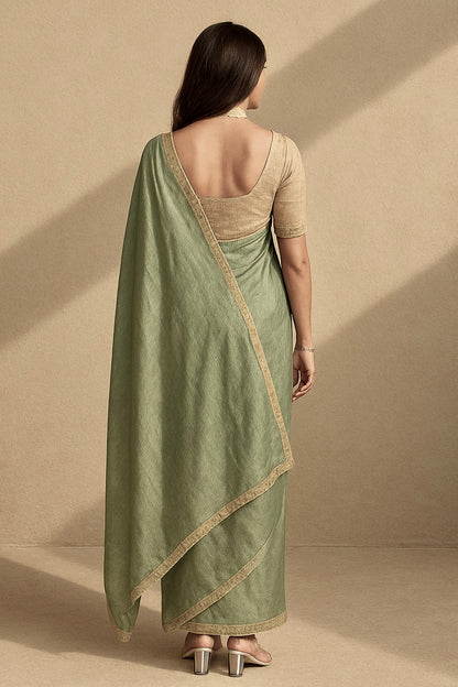 Aura Jade Solid Festive Saree