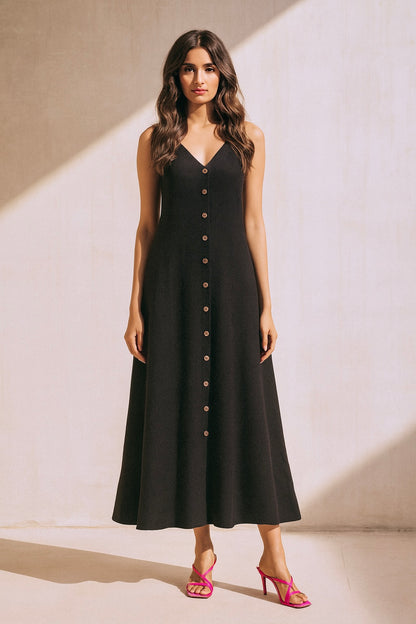 Veya Black Solid Knit Dress