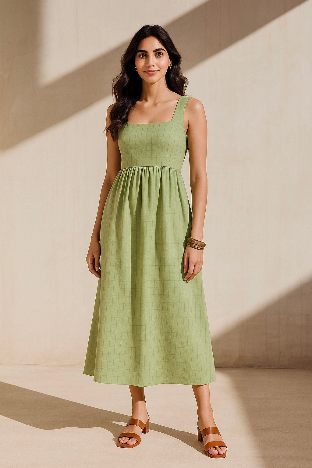 Ornate Oasis Green Sleeveless Dress
