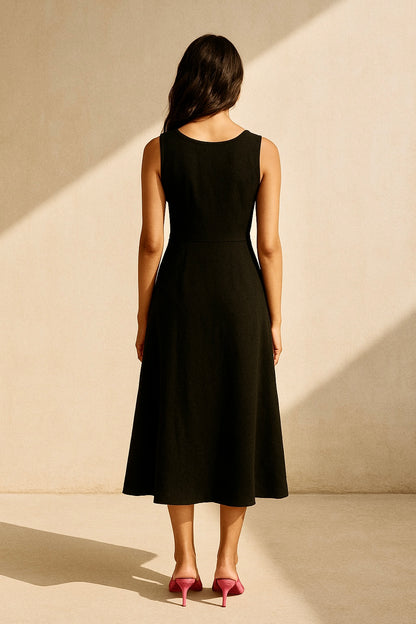 Veya Black Solid Knit Dress
