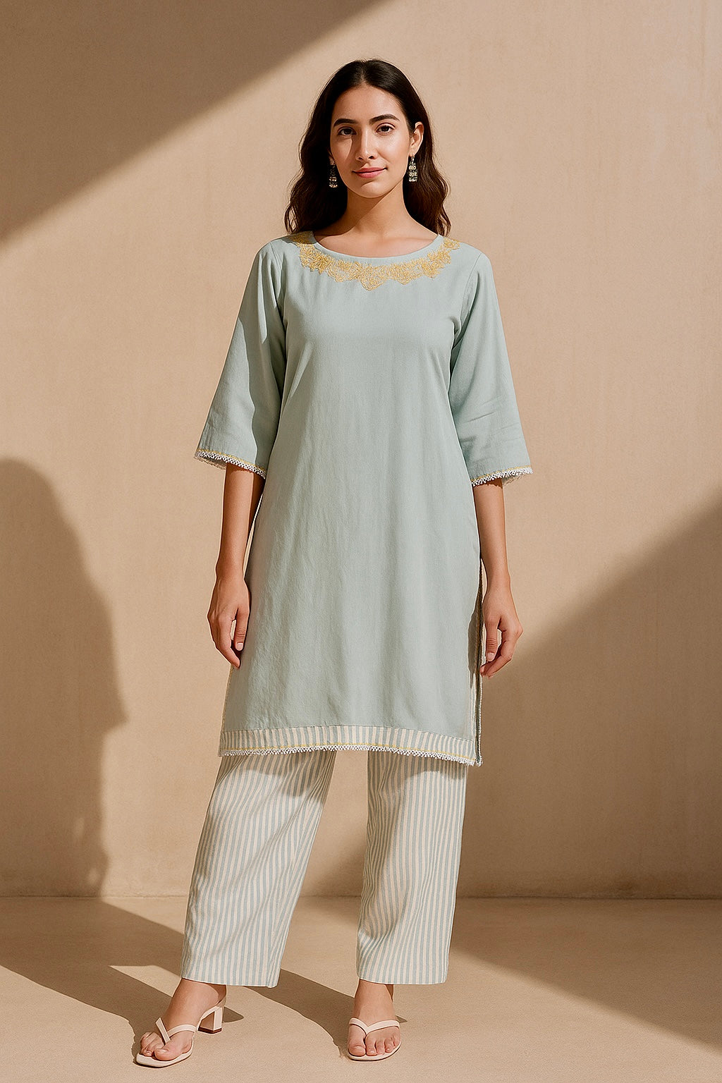 Wildflower Blue Embroidered Kurti