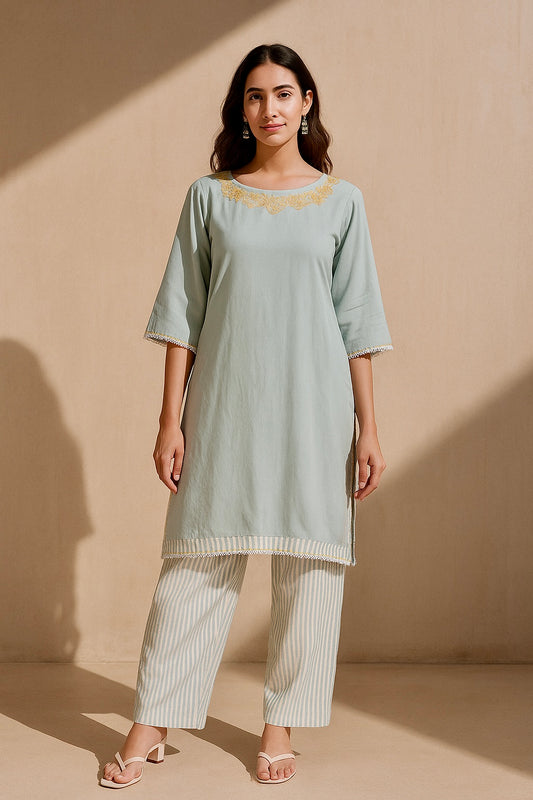 Wildflower Blue Embroidered Kurti