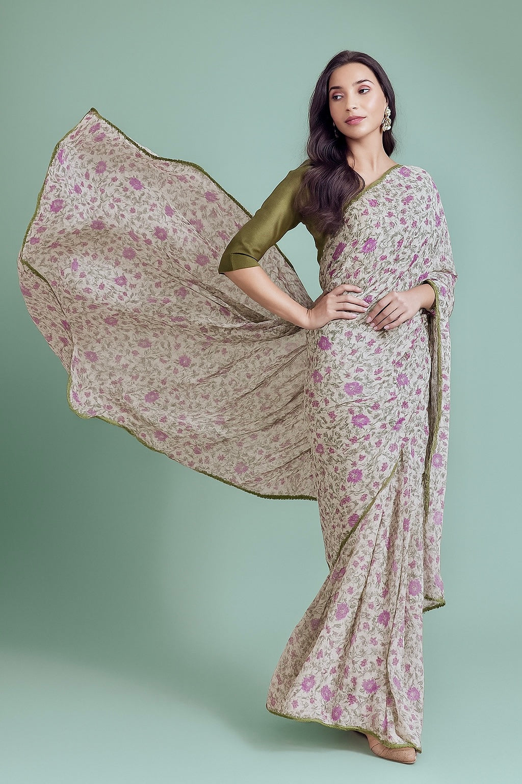 Pakeezah White Chiffon Saree