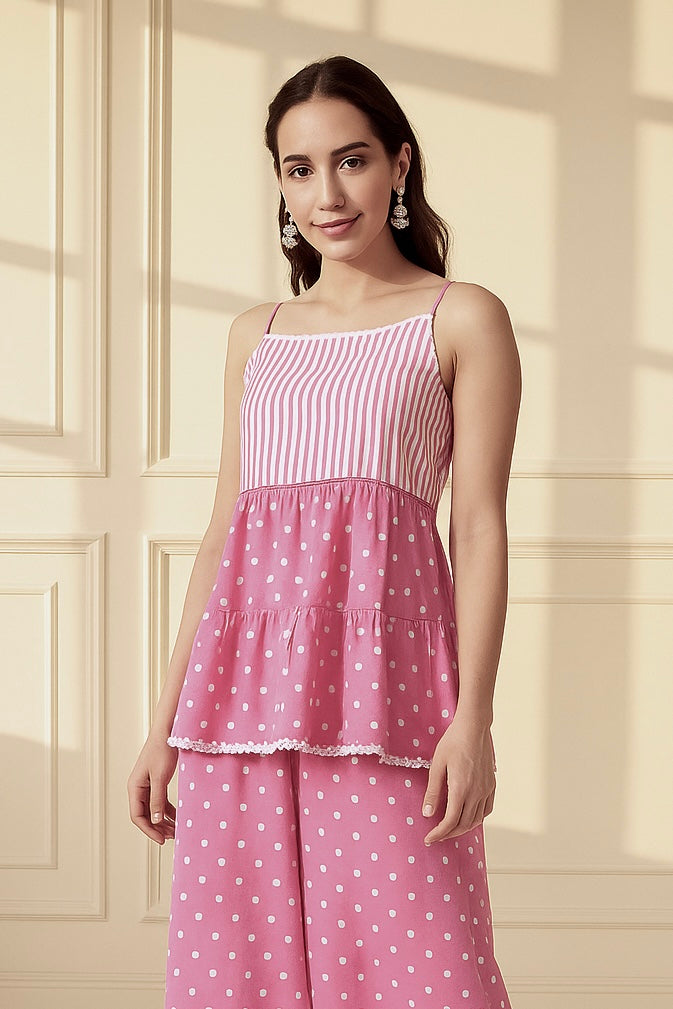 Wildflower Pink Printed Flared Top