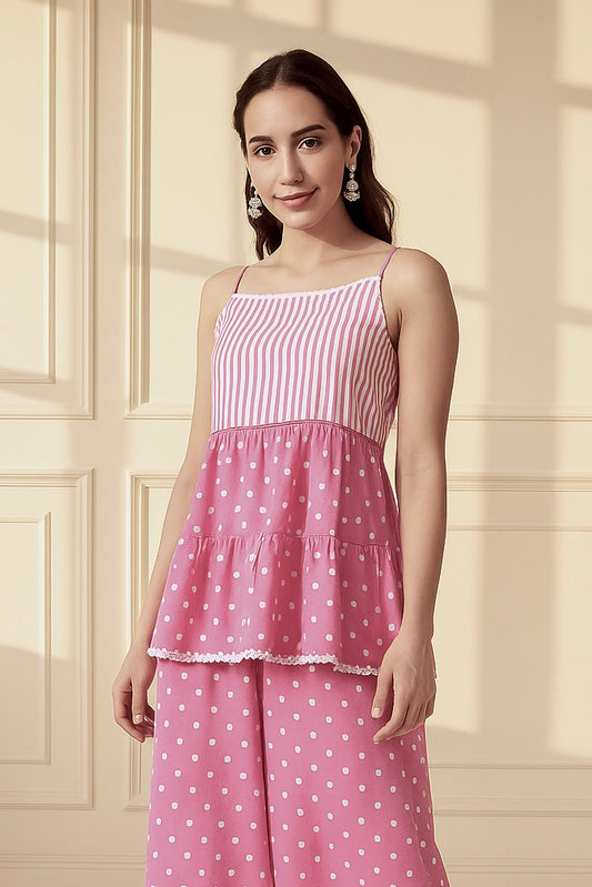 Wildflower Pink Printed Flared Top