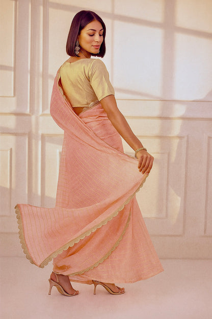 Moonlight Pink Chanderi Saree