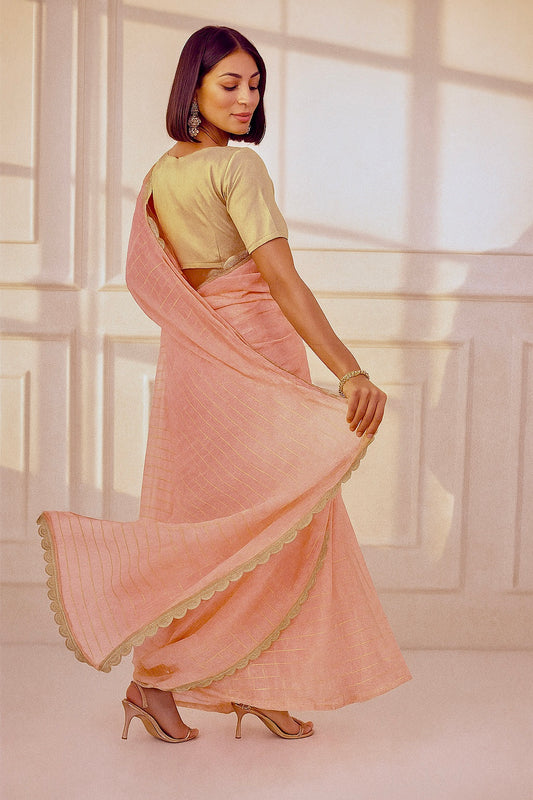 Moonlight Pink Chanderi Saree