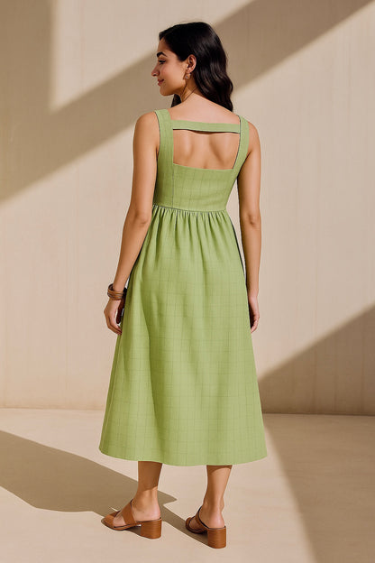 Ornate Oasis Green Sleeveless Dress