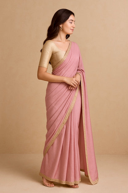 Aura Rose Dust Solid Festive Saree