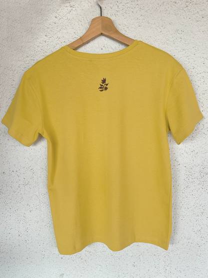 Petals Of Power Mustard Relaxed Fit T-Shirt