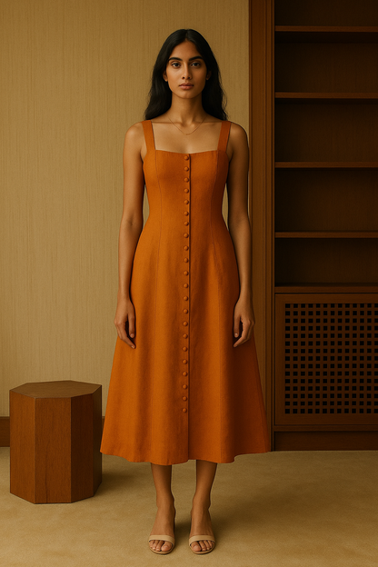 Chloe Mustard Sleeveless Midi Dress