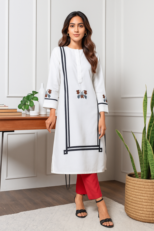 Ornate Oasis White Printed Kurta Set