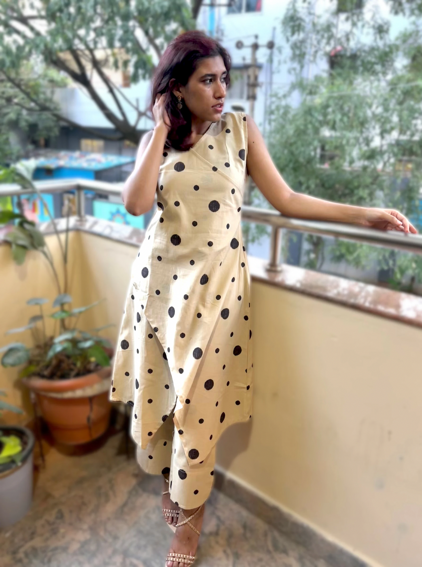 Dusk Shades Polka  Kurta Set