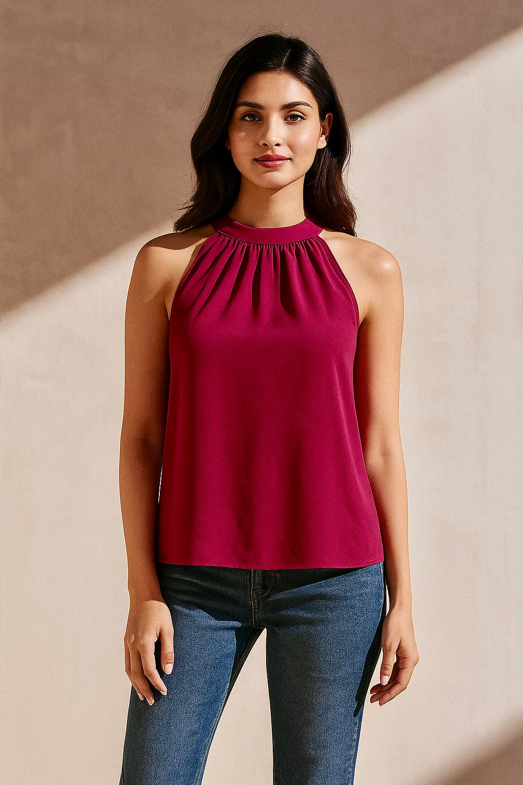 Elementary Solid Fuchsia Top