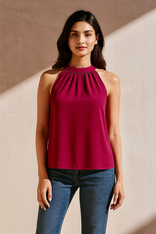 Elementary Solid Fuchsia Top