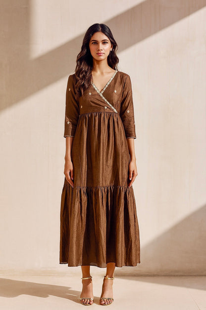 Raati Brown Embroidered Dress