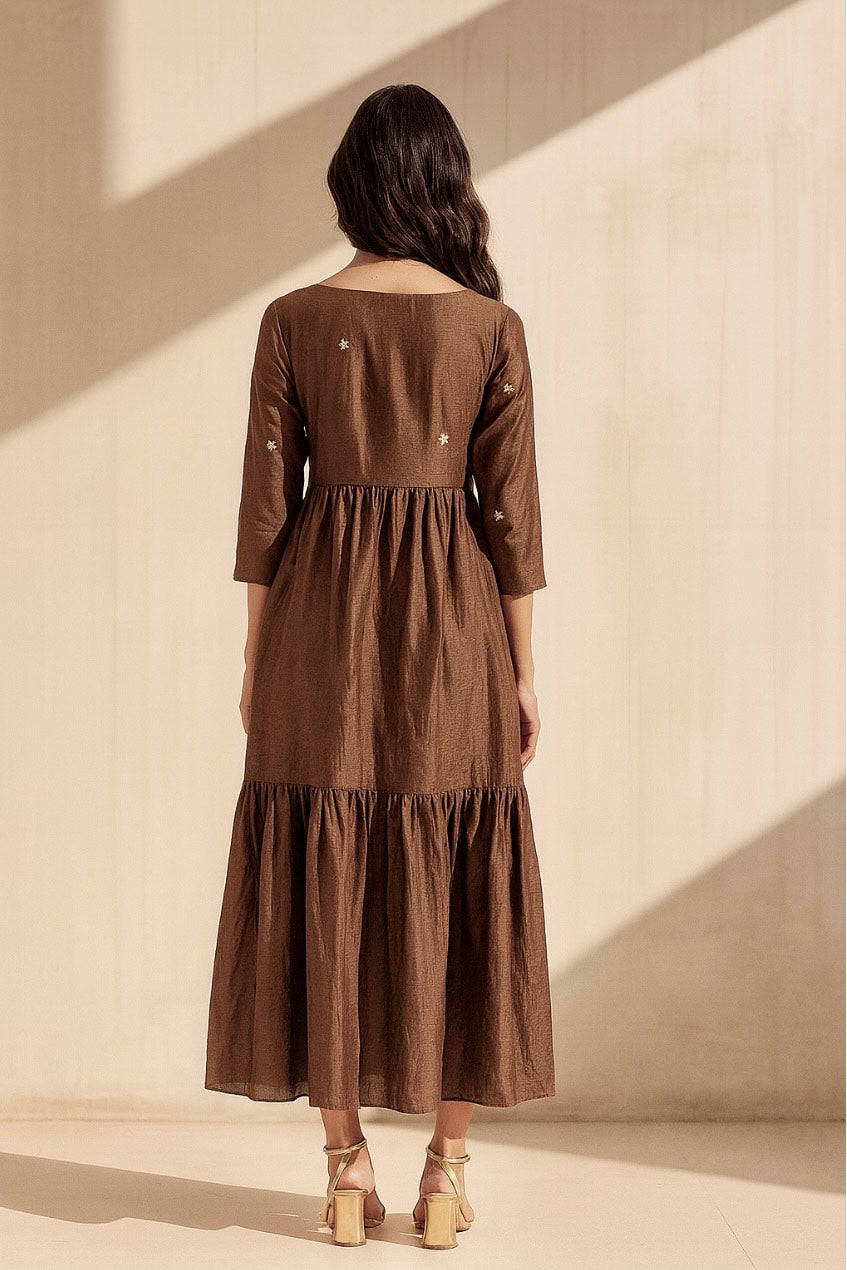 Raati Brown Embroidered Dress