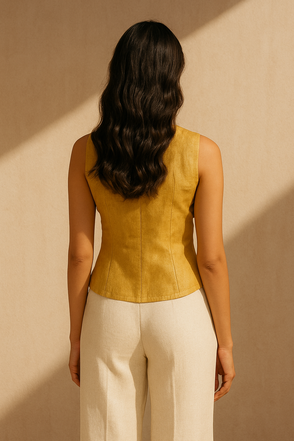 Adaa Solid Gold Vest Top