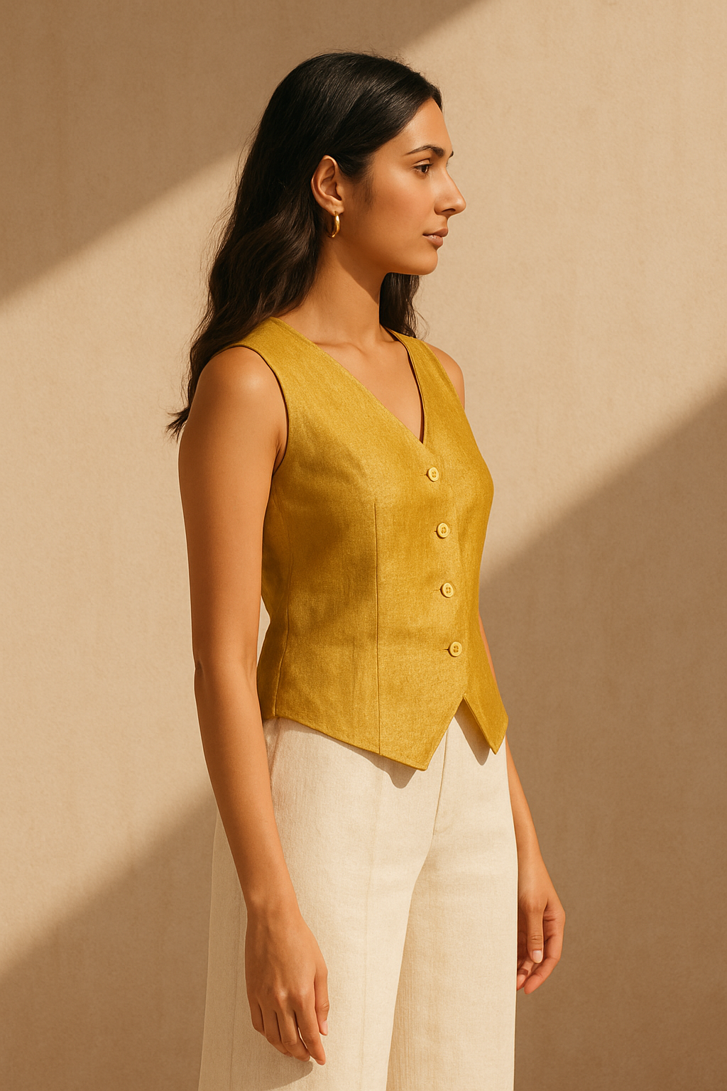 Adaa Solid Gold Vest Top