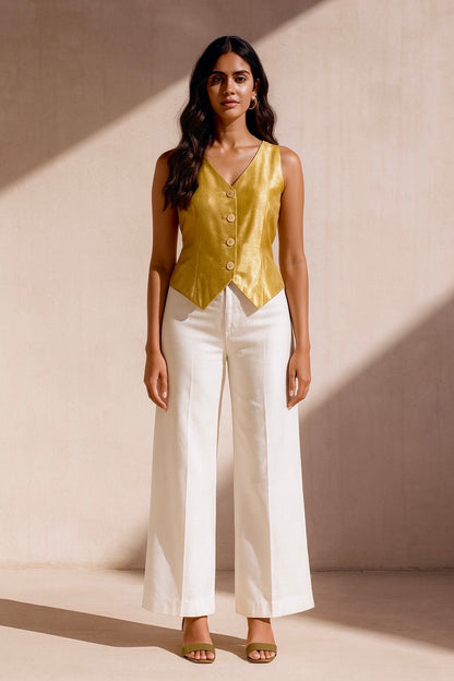 Adaa Solid Gold Vest Top