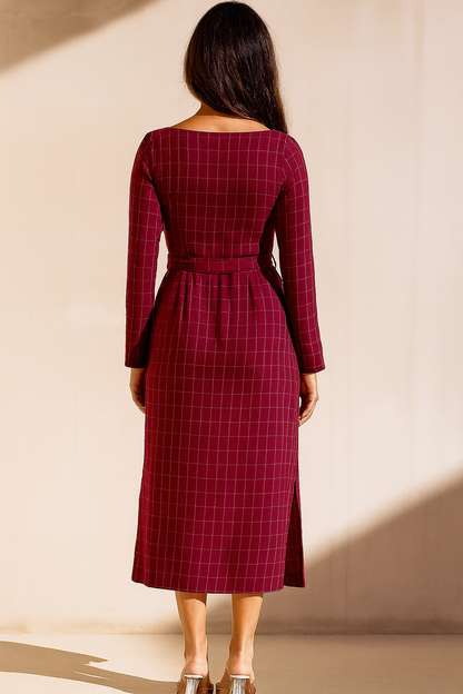 Ornate Oasis Red Chequered Dress