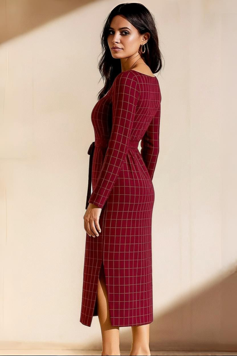 Ornate Oasis Red Chequered Dress