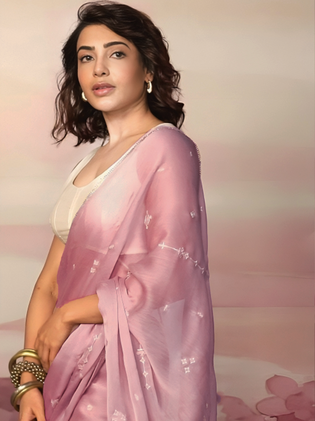 Ethereal Dreams Embroidered Pink Saree