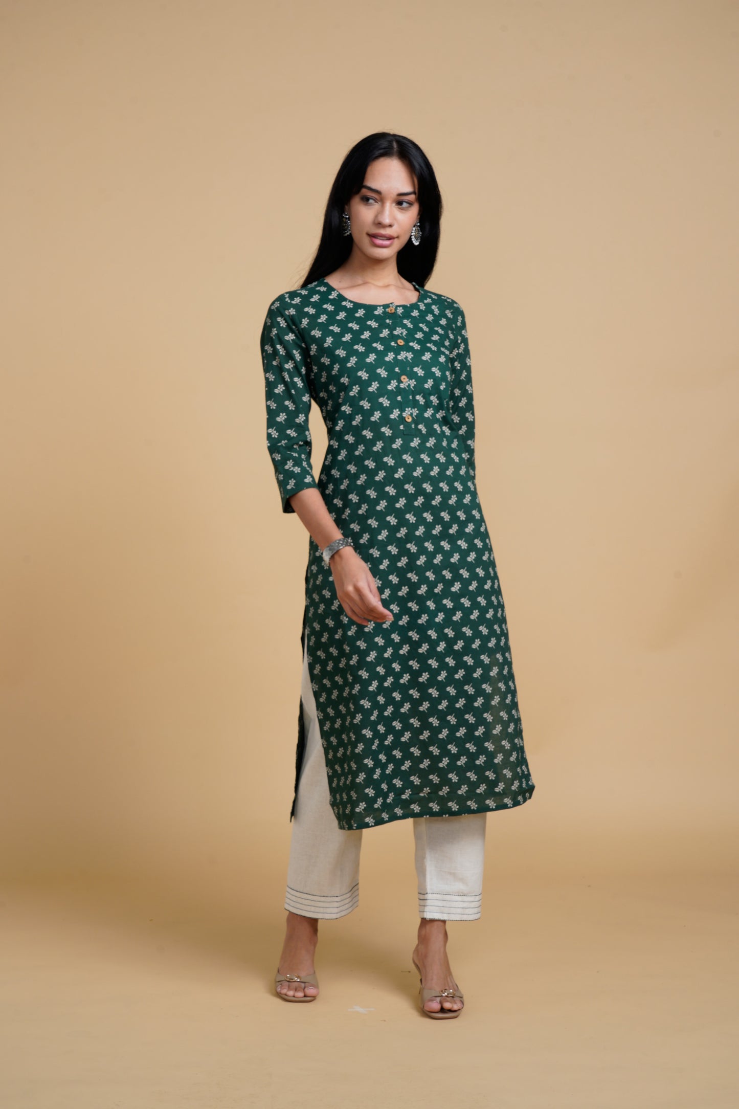 Blooming Elegance Printed Green Kurta