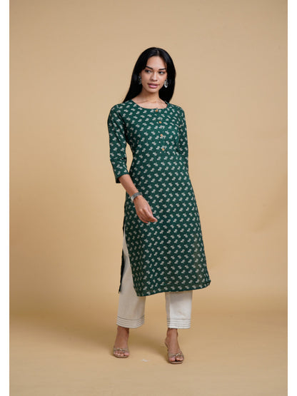 Blooming Elegance Printed Green Kurta