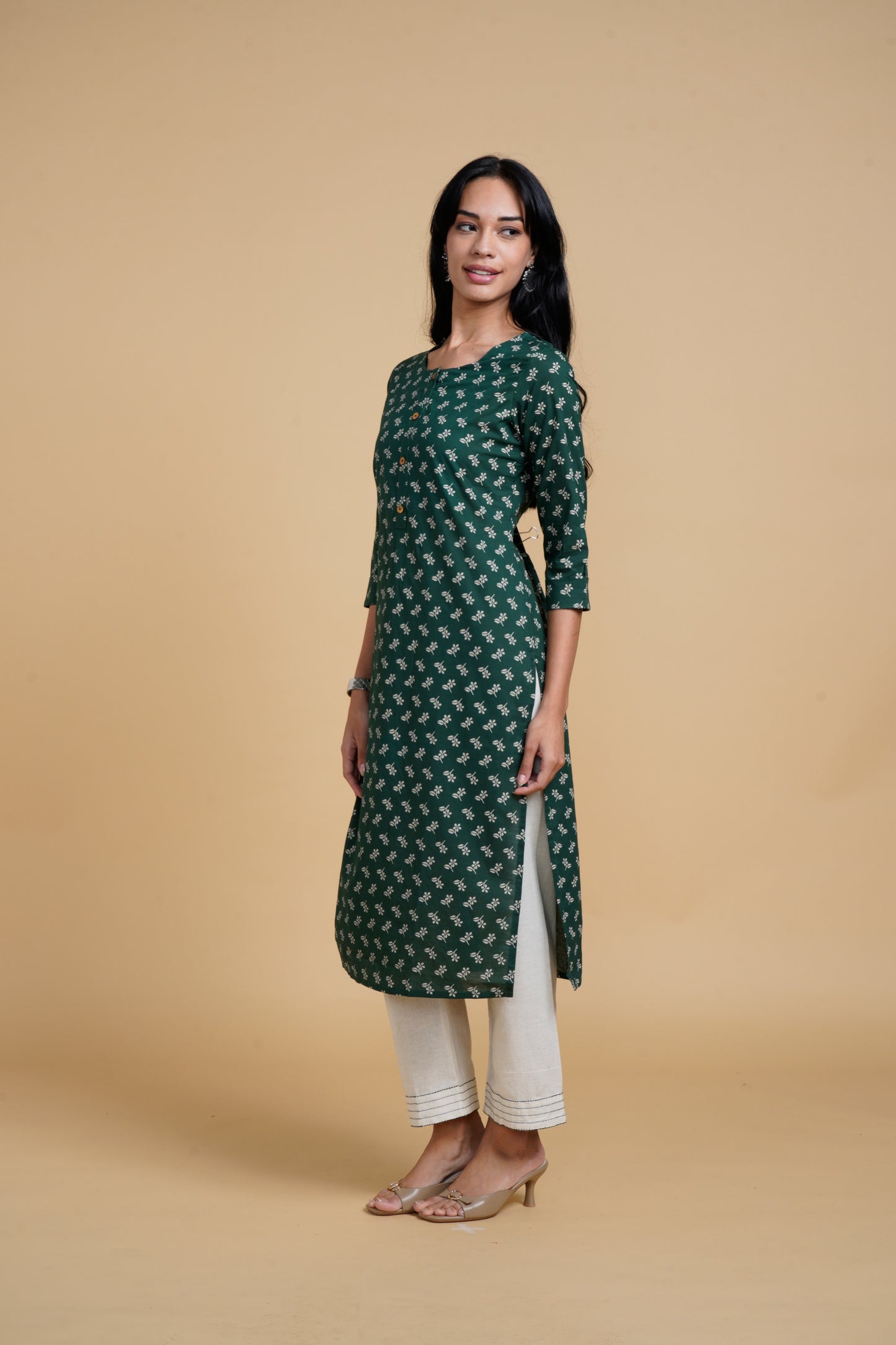 Blooming Elegance Printed Green Kurta