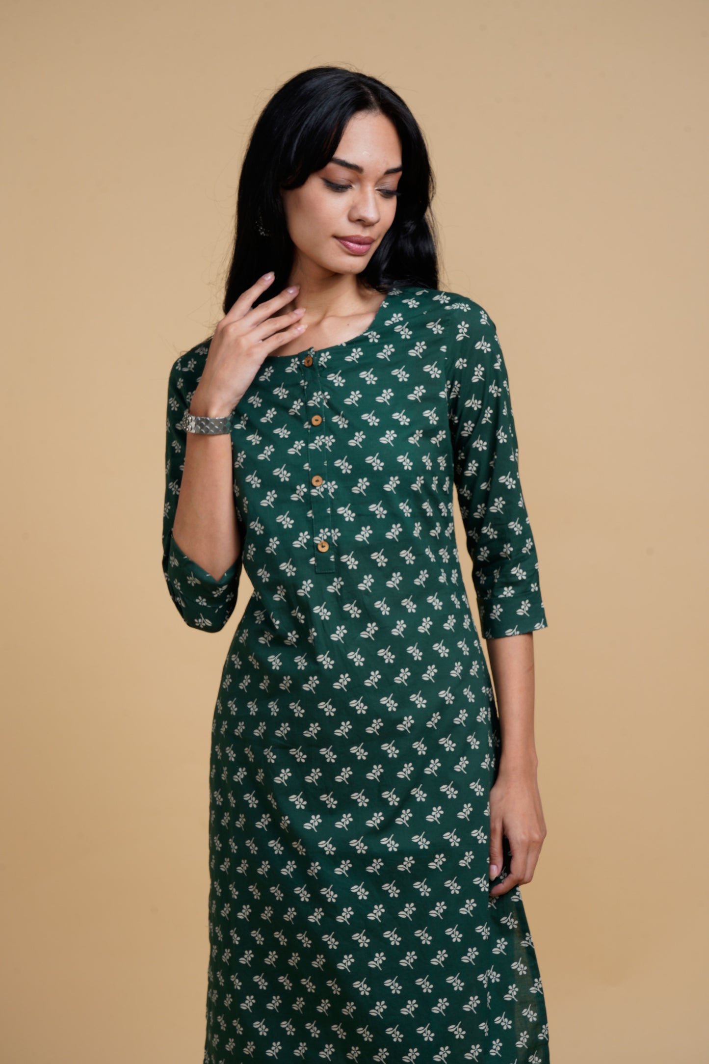 Blooming Elegance Printed Green Kurta