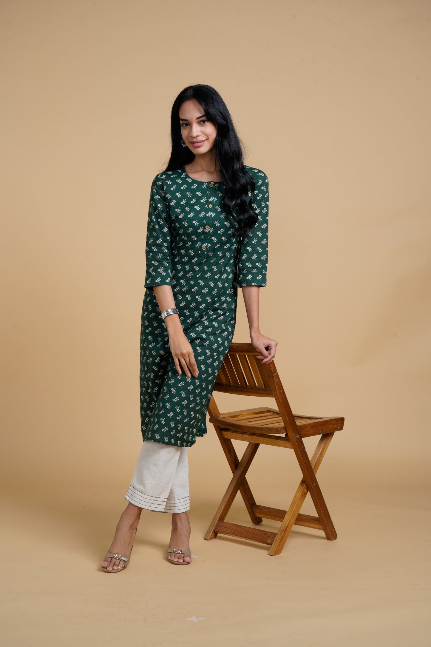 Blooming Elegance Printed Green Kurta