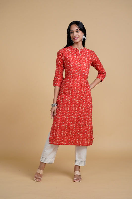 Blooming Elegance Red Floral Kurta