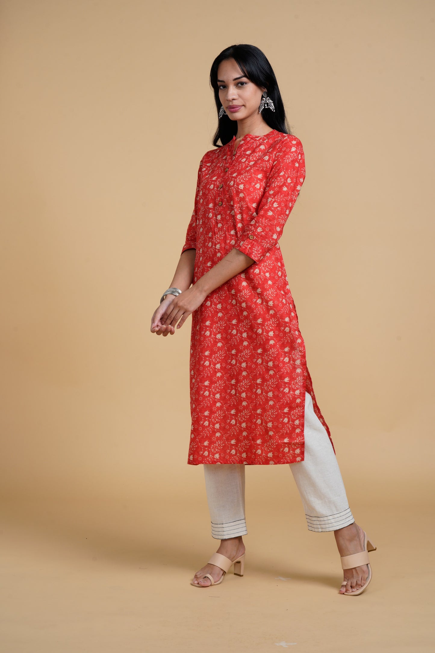 Blooming Elegance Red Floral Kurta