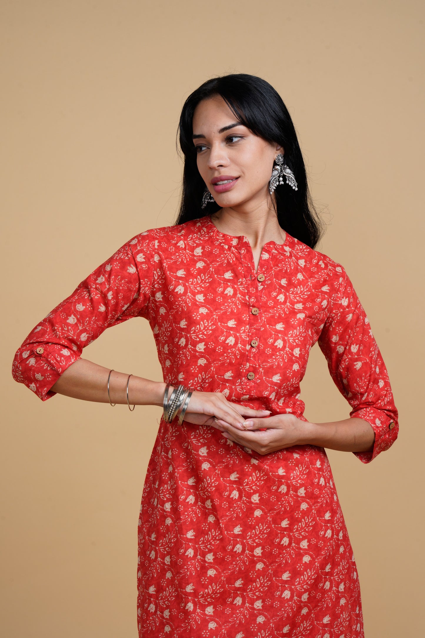 Blooming Elegance Red Floral Kurta