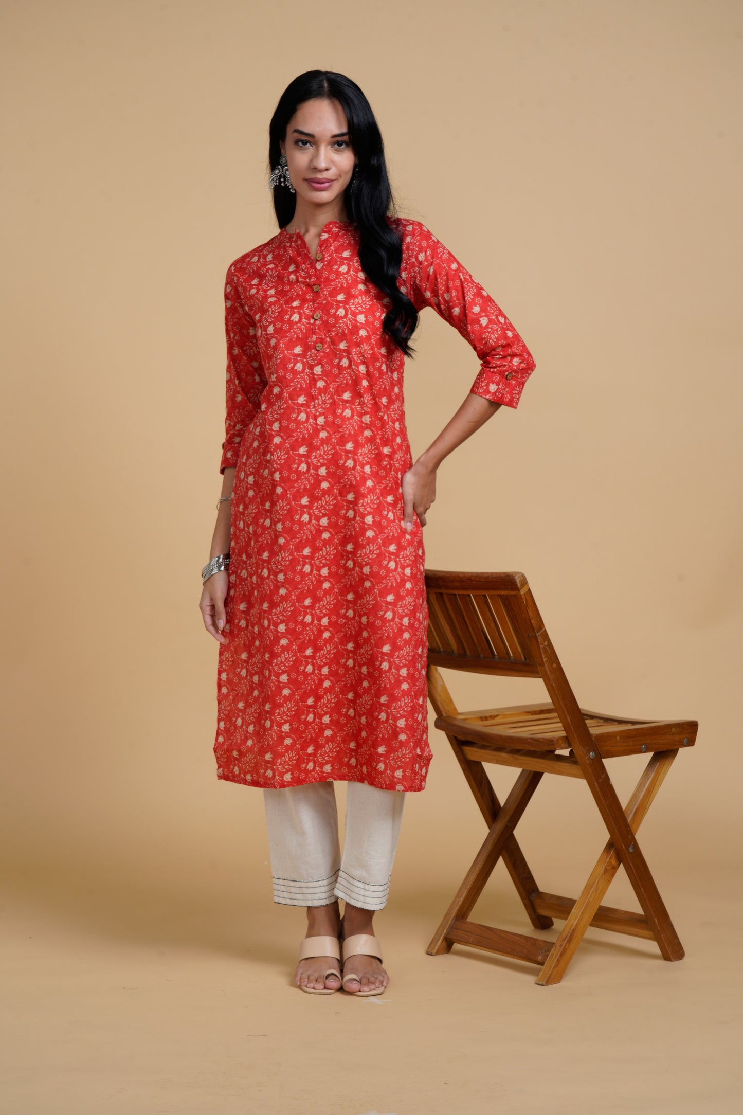 Blooming Elegance Red Floral Kurta